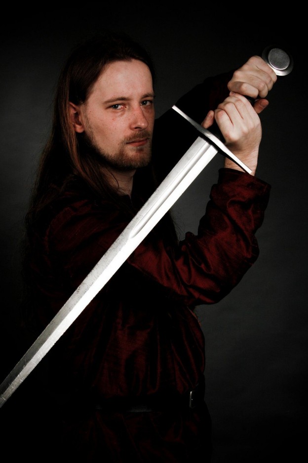 Gavin Lucan, with sword